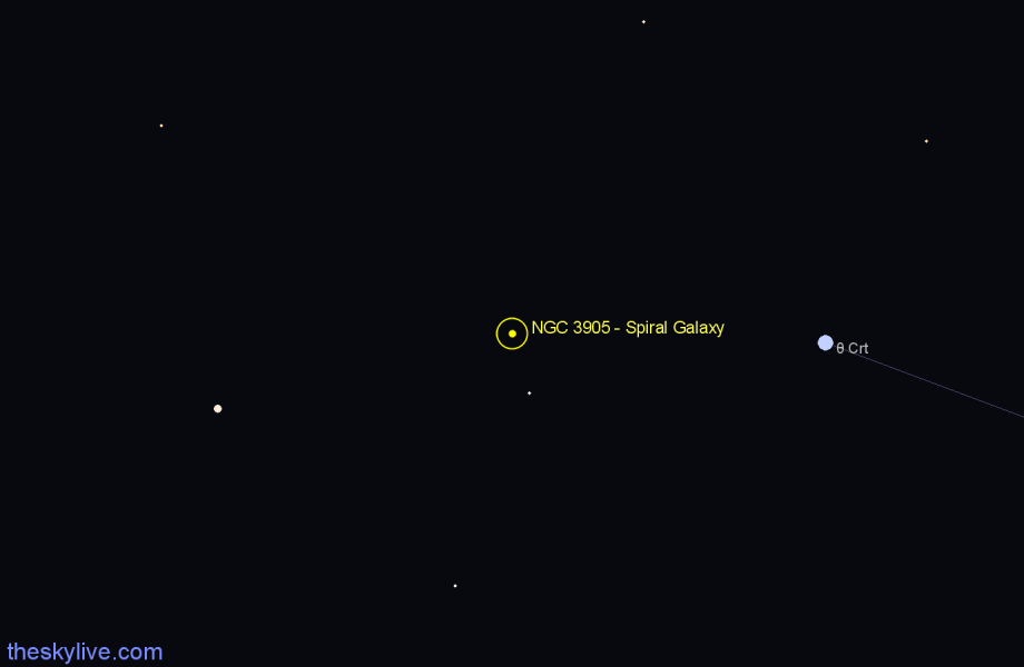 Finder chart NGC 3905 - Spiral Galaxy in Crater star