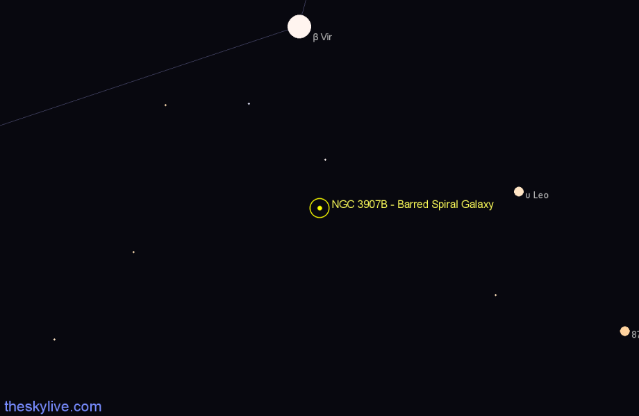 Finder chart NGC 3907B - Barred Spiral Galaxy in Virgo star