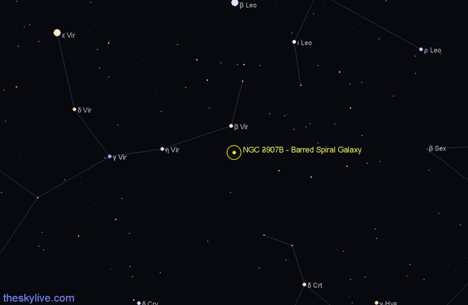 Finder chart NGC 3907B - Barred Spiral Galaxy in Virgo star