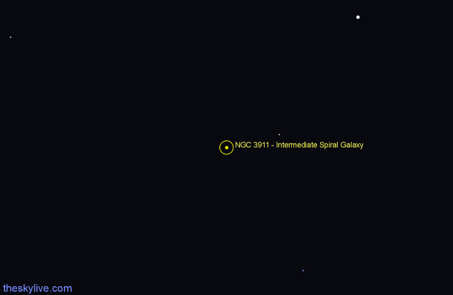 Finder chart NGC 3911 - Intermediate Spiral Galaxy in Leo star