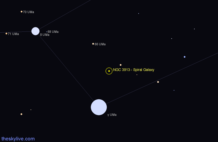 Finder chart NGC 3913 - Spiral Galaxy in Ursa Major star