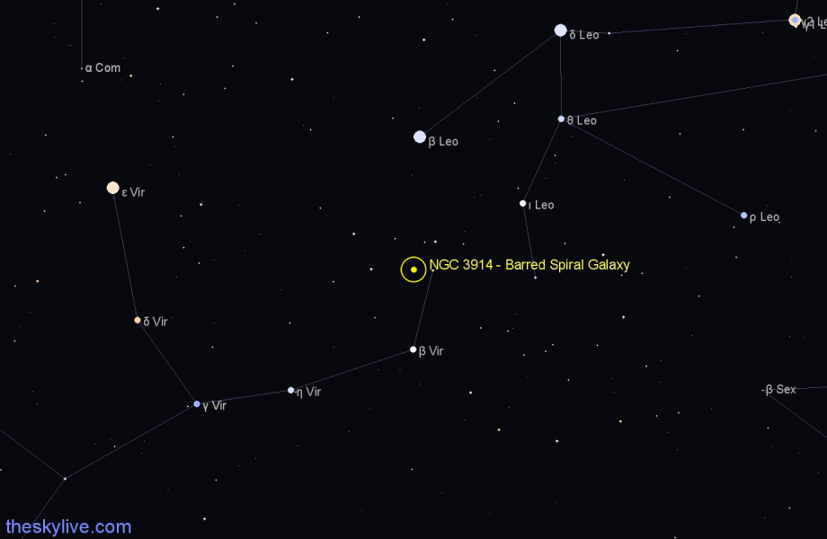 Finder chart NGC 3914 - Barred Spiral Galaxy in Virgo star