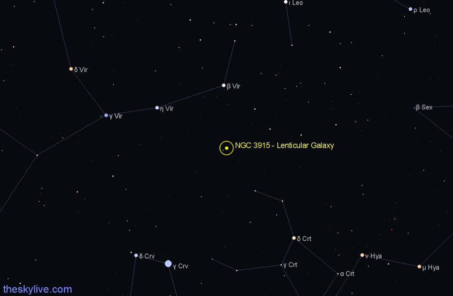 Finder chart NGC 3915 - Lenticular Galaxy in Virgo star