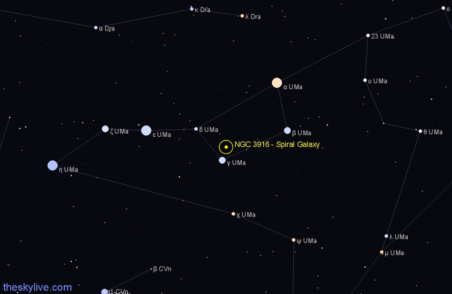 Finder chart NGC 3916 - Spiral Galaxy in Ursa Major star