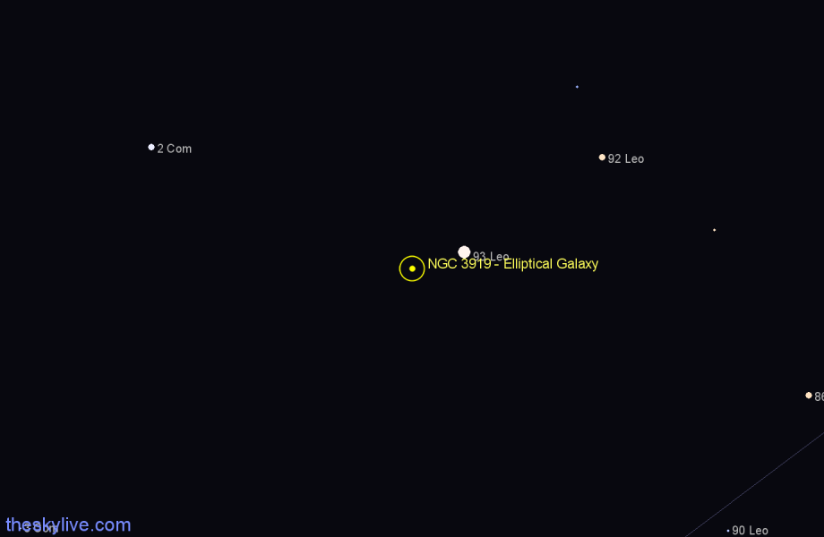 Finder chart NGC 3919 - Elliptical Galaxy in Leo star