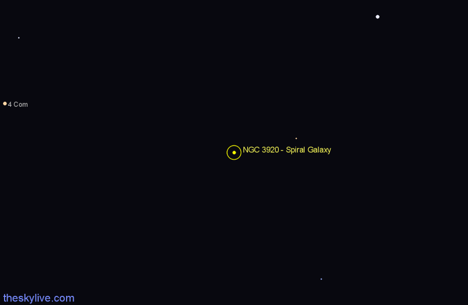 Finder chart NGC 3920 - Spiral Galaxy in Leo star