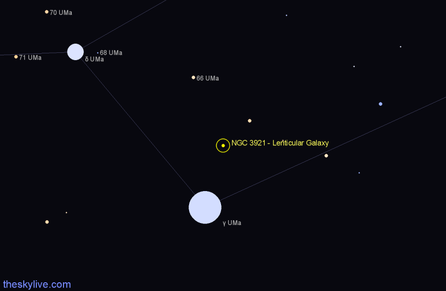 Finder chart NGC 3921 - Lenticular Galaxy in Ursa Major star