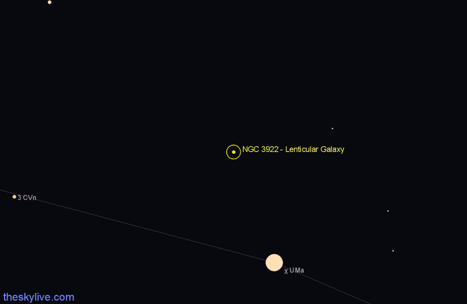 Finder chart NGC 3922 - Lenticular Galaxy in Ursa Major star