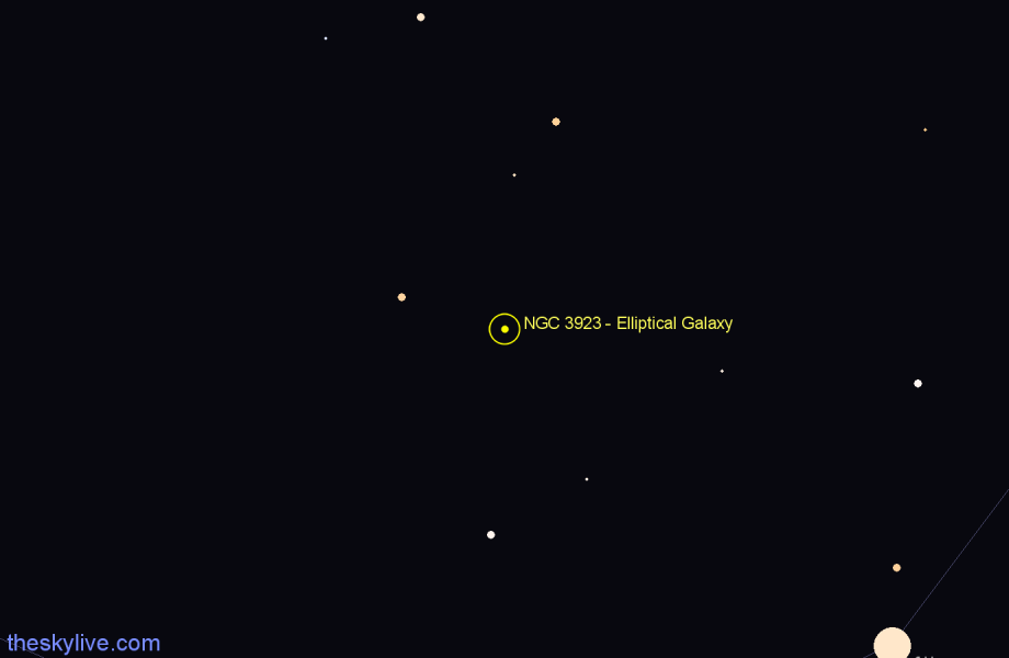 Finder chart NGC 3923 - Elliptical Galaxy in Hydra star