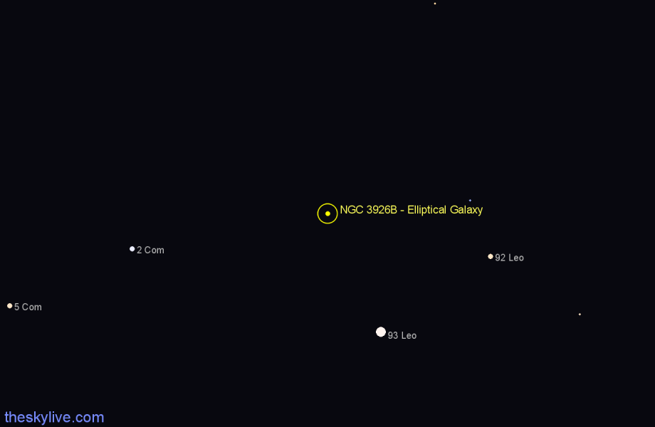 Finder chart NGC 3926B - Elliptical Galaxy in Leo star