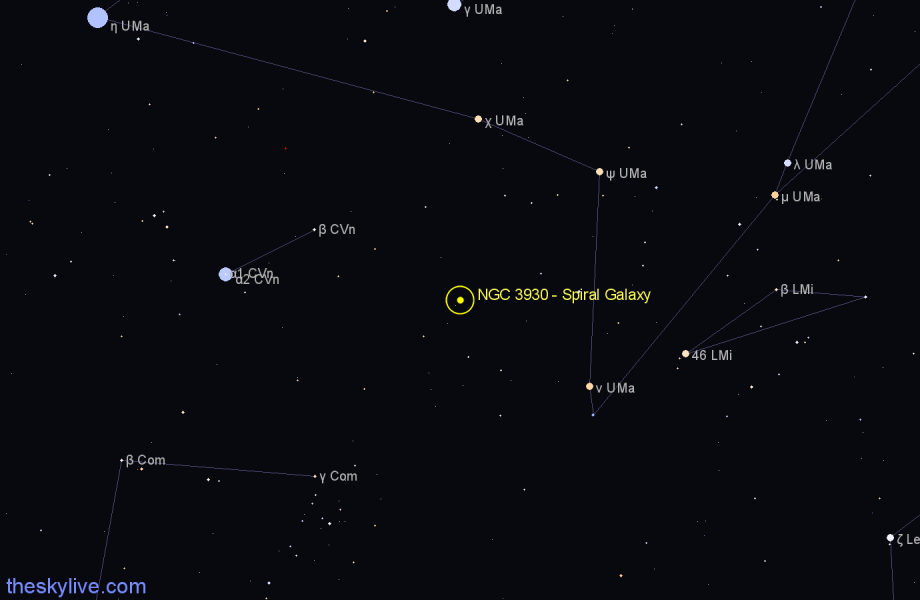 Finder chart NGC 3930 - Spiral Galaxy in Ursa Major star