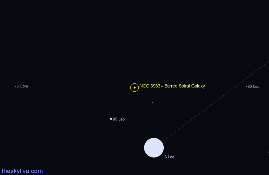 Finder chart NGC 3933 - Barred Spiral Galaxy in Leo star