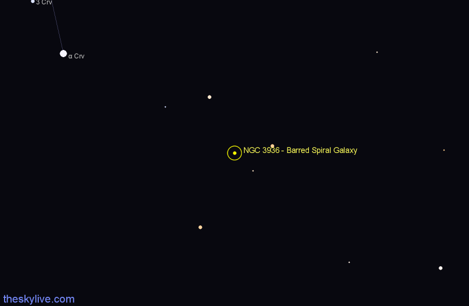 Finder chart NGC 3936 - Barred Spiral Galaxy in Hydra star