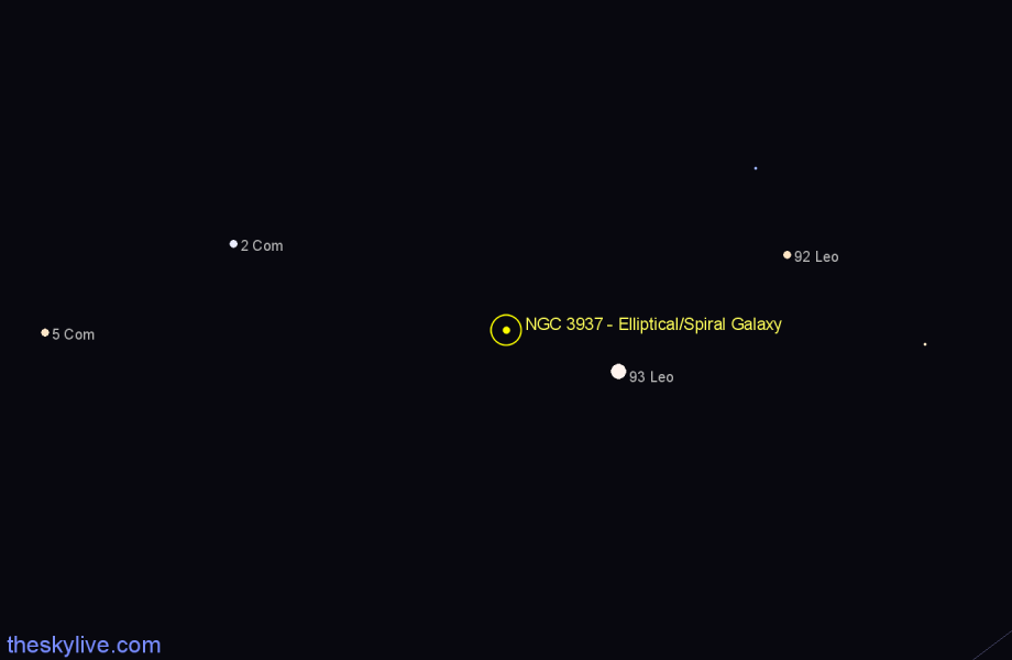 Finder chart NGC 3937 - Elliptical/Spiral Galaxy in Leo star