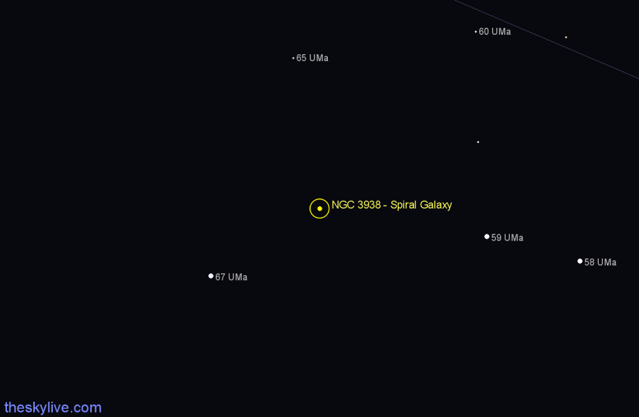 Finder chart NGC 3938 - Spiral Galaxy in Ursa Major star