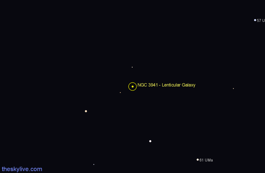 Finder chart NGC 3941 - Lenticular Galaxy in Ursa Major star
