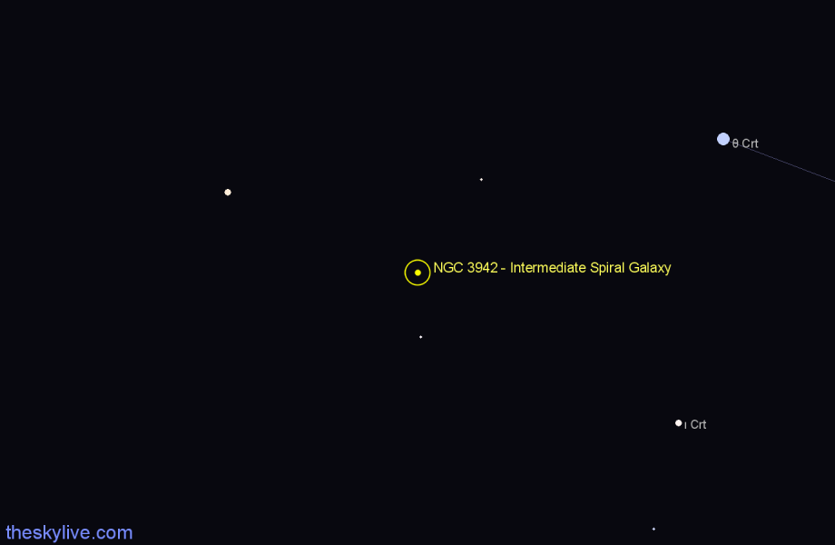 Finder chart NGC 3942 - Intermediate Spiral Galaxy in Crater star