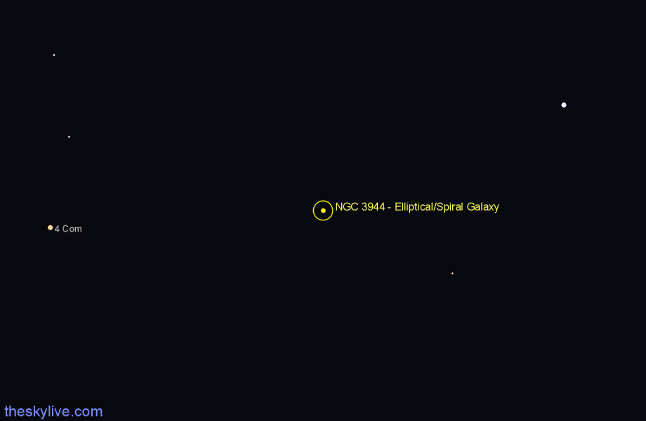 Finder chart NGC 3944 - Elliptical/Spiral Galaxy in Leo star