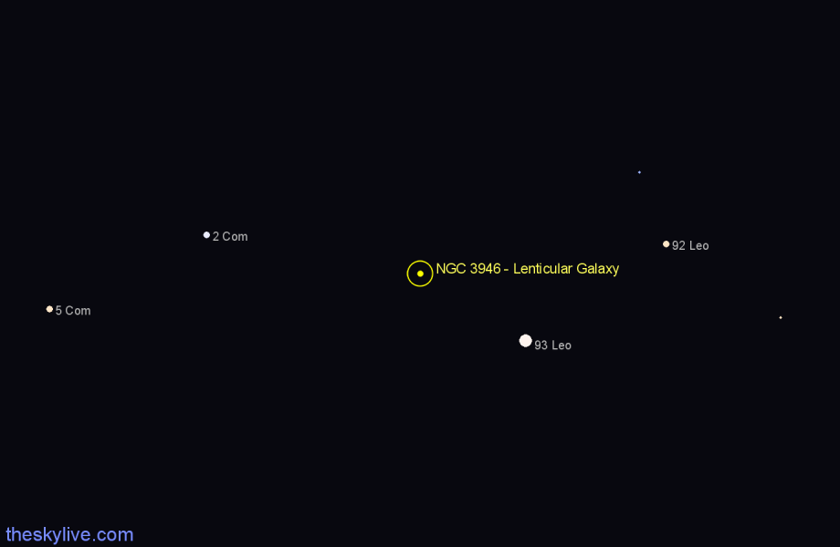 Finder chart NGC 3946 - Lenticular Galaxy in Leo star