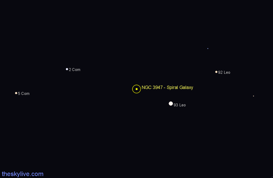 Finder chart NGC 3947 - Spiral Galaxy in Leo star