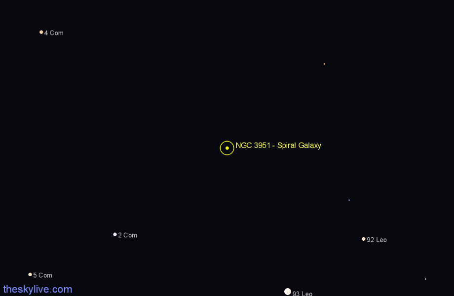 Finder chart NGC 3951 - Spiral Galaxy in Leo star