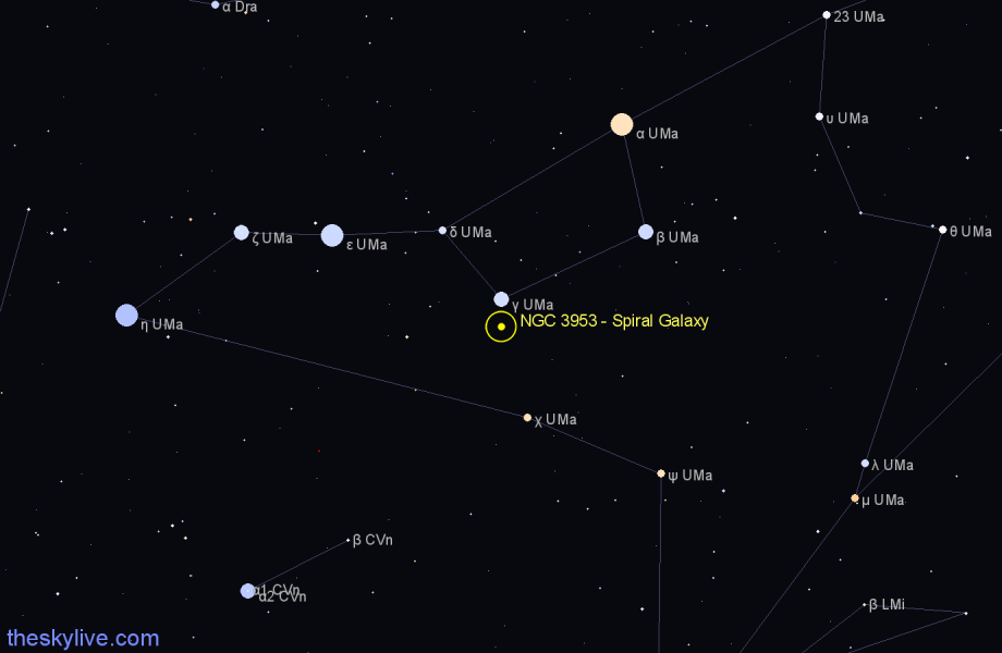 Finder chart NGC 3953 - Spiral Galaxy in Ursa Major star