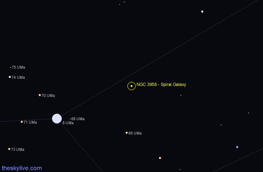 Finder chart NGC 3958 - Spiral Galaxy in Ursa Major star