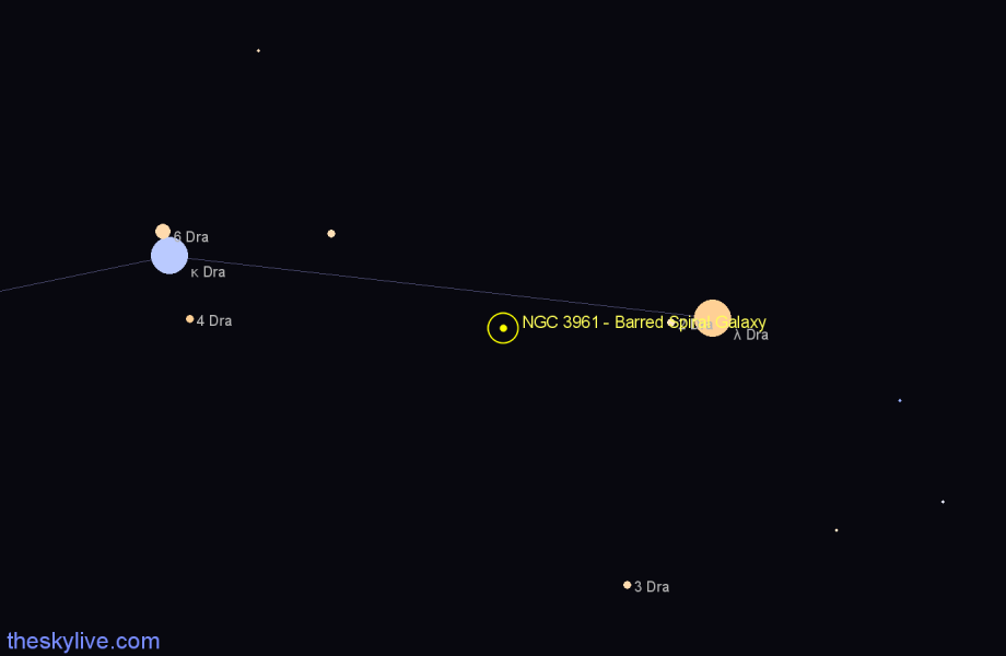 Finder chart NGC 3961 - Barred Spiral Galaxy in Draco star
