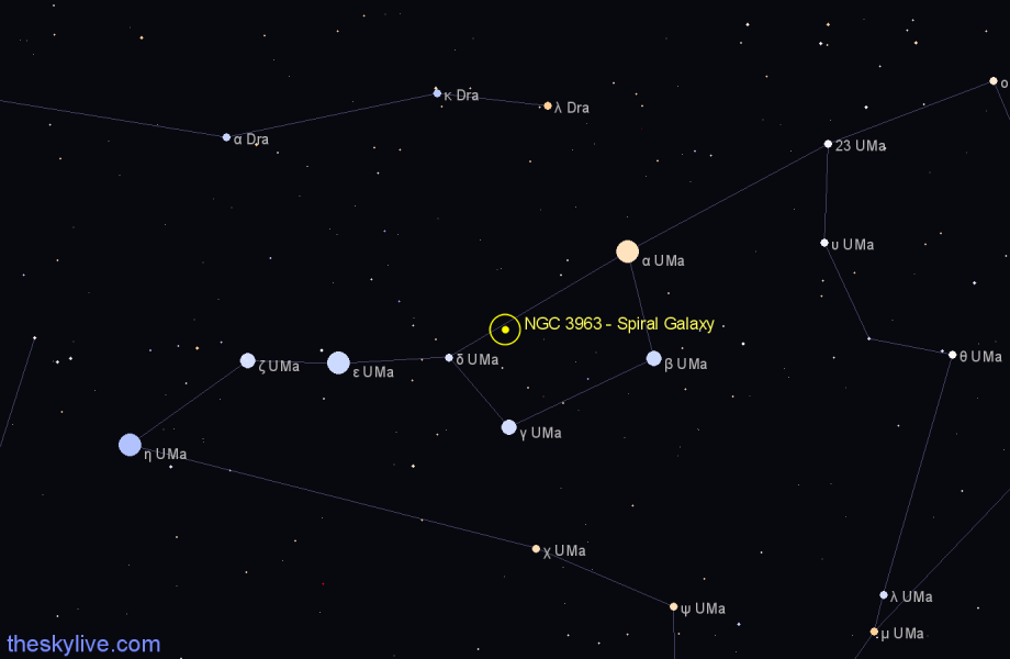 Finder chart NGC 3963 - Spiral Galaxy in Ursa Major star