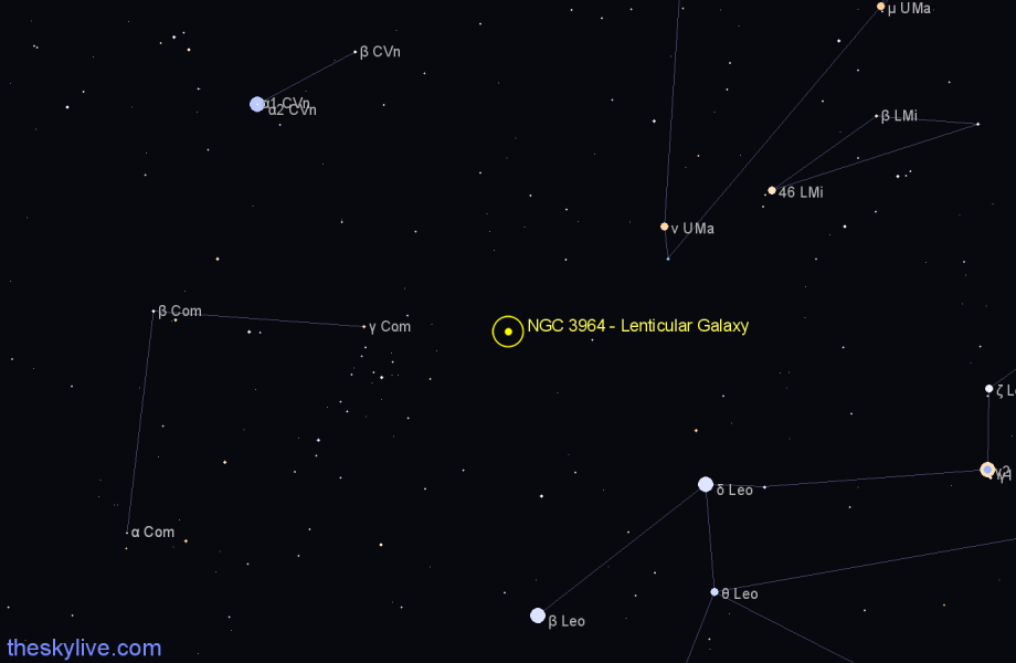 Finder chart NGC 3964 - Lenticular Galaxy in Leo star