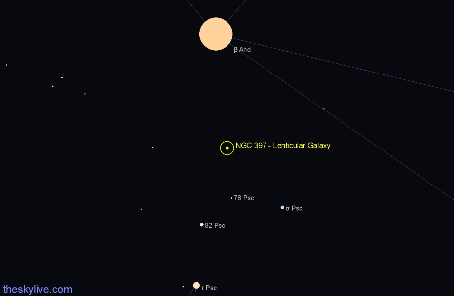 Finder chart NGC 397 - Lenticular Galaxy in Pisces star