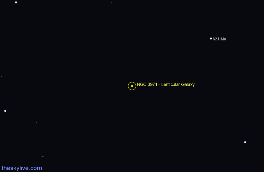 Finder chart NGC 3971 - Lenticular Galaxy in Ursa Major star