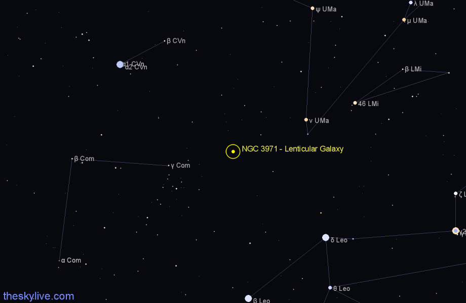 Finder chart NGC 3971 - Lenticular Galaxy in Ursa Major star