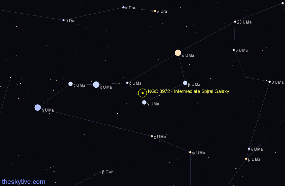 Finder chart NGC 3972 - Intermediate Spiral Galaxy in Ursa Major star