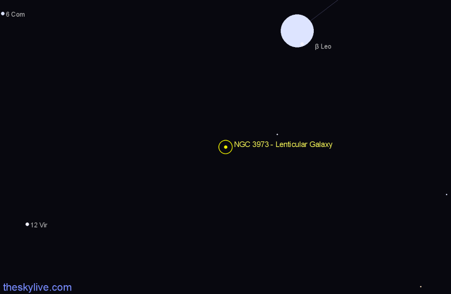 Finder chart NGC 3973 - Lenticular Galaxy in Leo star