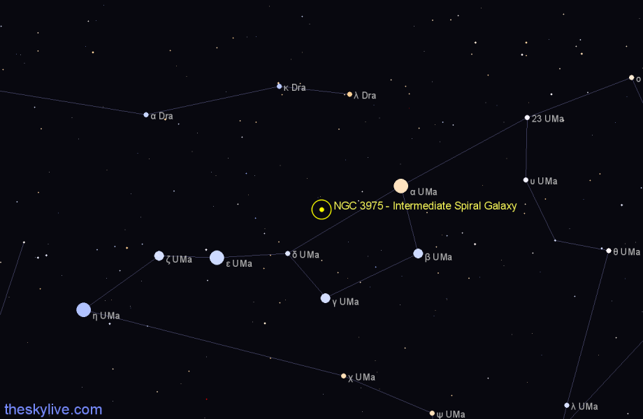 Finder chart NGC 3975 - Intermediate Spiral Galaxy in Ursa Major star