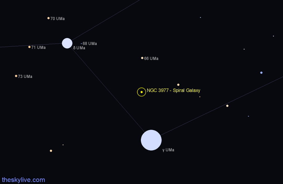 Finder chart NGC 3977 - Spiral Galaxy in Ursa Major star