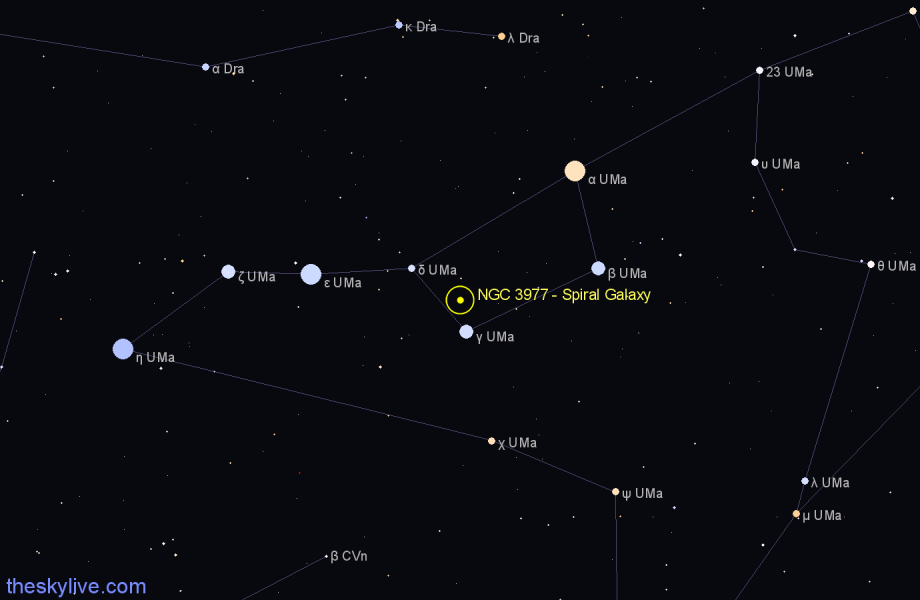 Finder chart NGC 3977 - Spiral Galaxy in Ursa Major star