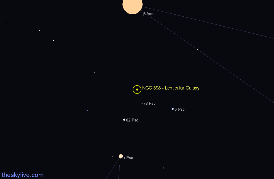 Finder chart NGC 398 - Lenticular Galaxy in Pisces star