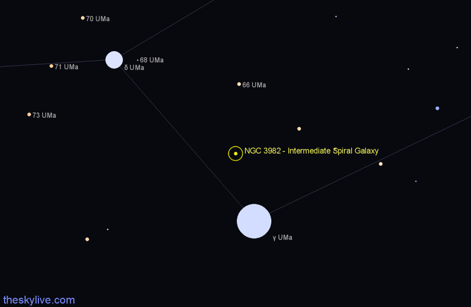 Finder chart NGC 3982 - Intermediate Spiral Galaxy in Ursa Major star