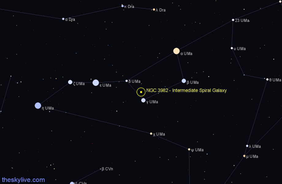 Finder chart NGC 3982 - Intermediate Spiral Galaxy in Ursa Major star