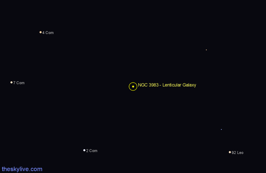 Finder chart NGC 3983 - Lenticular Galaxy in Leo star