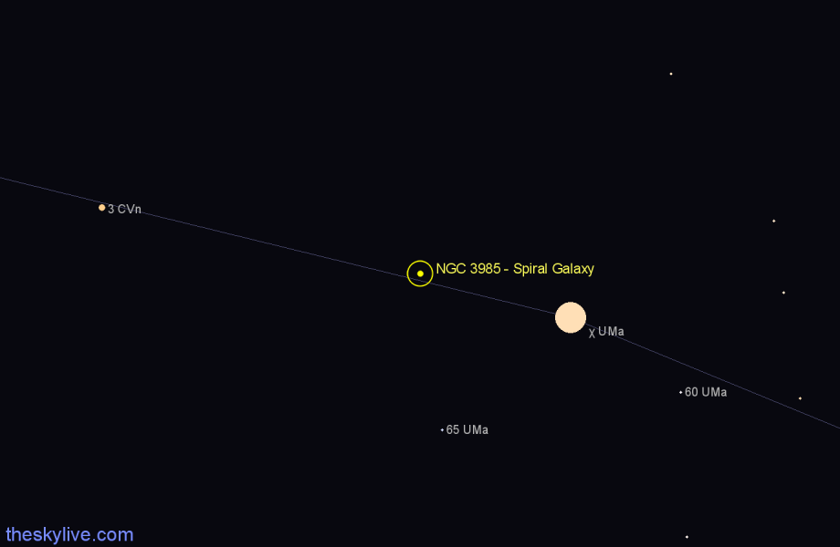 Finder chart NGC 3985 - Spiral Galaxy in Ursa Major star