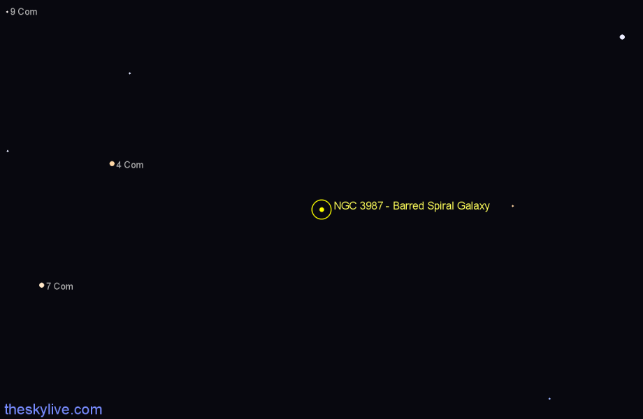 Finder chart NGC 3987 - Barred Spiral Galaxy in Leo star