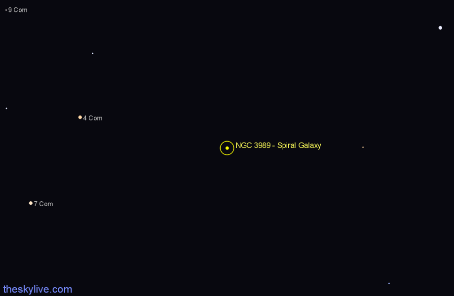 Finder chart NGC 3989 - Spiral Galaxy in Leo star