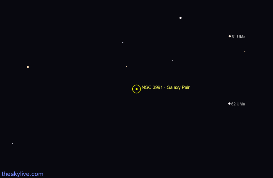 Finder chart NGC 3991 - Galaxy Pair in Ursa Major star