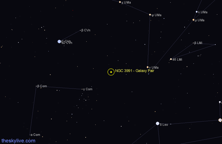 Finder chart NGC 3991 - Galaxy Pair in Ursa Major star