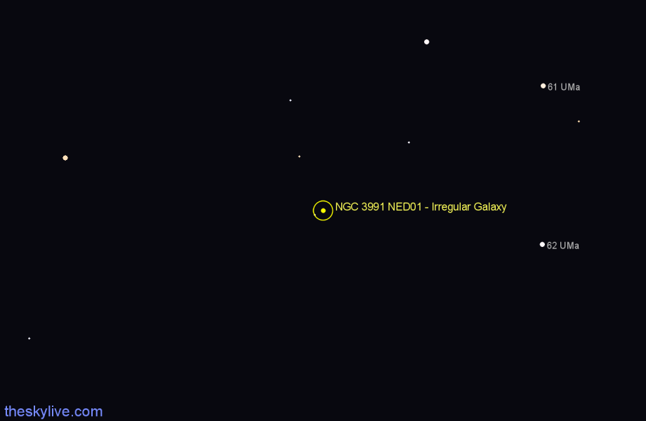 Finder chart NGC 3991 NED01 - Irregular Galaxy in Ursa Major star