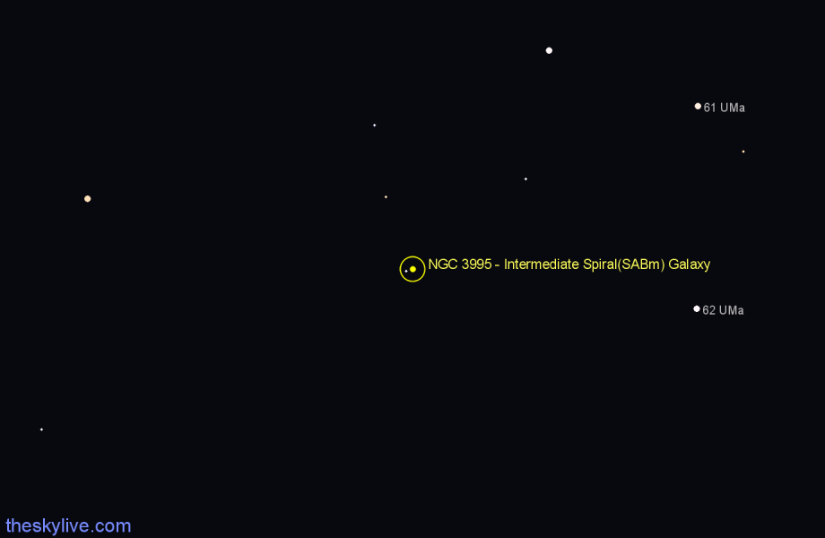 Finder chart NGC 3995 - Intermediate Spiral(SABm) Galaxy in Ursa Major star