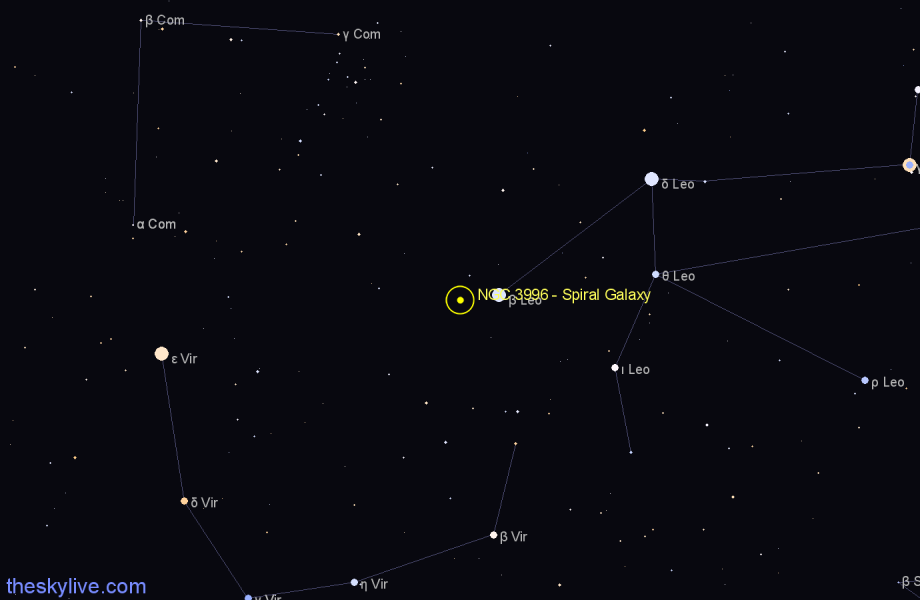 Finder chart NGC 3996 - Spiral Galaxy in Coma Berenices star